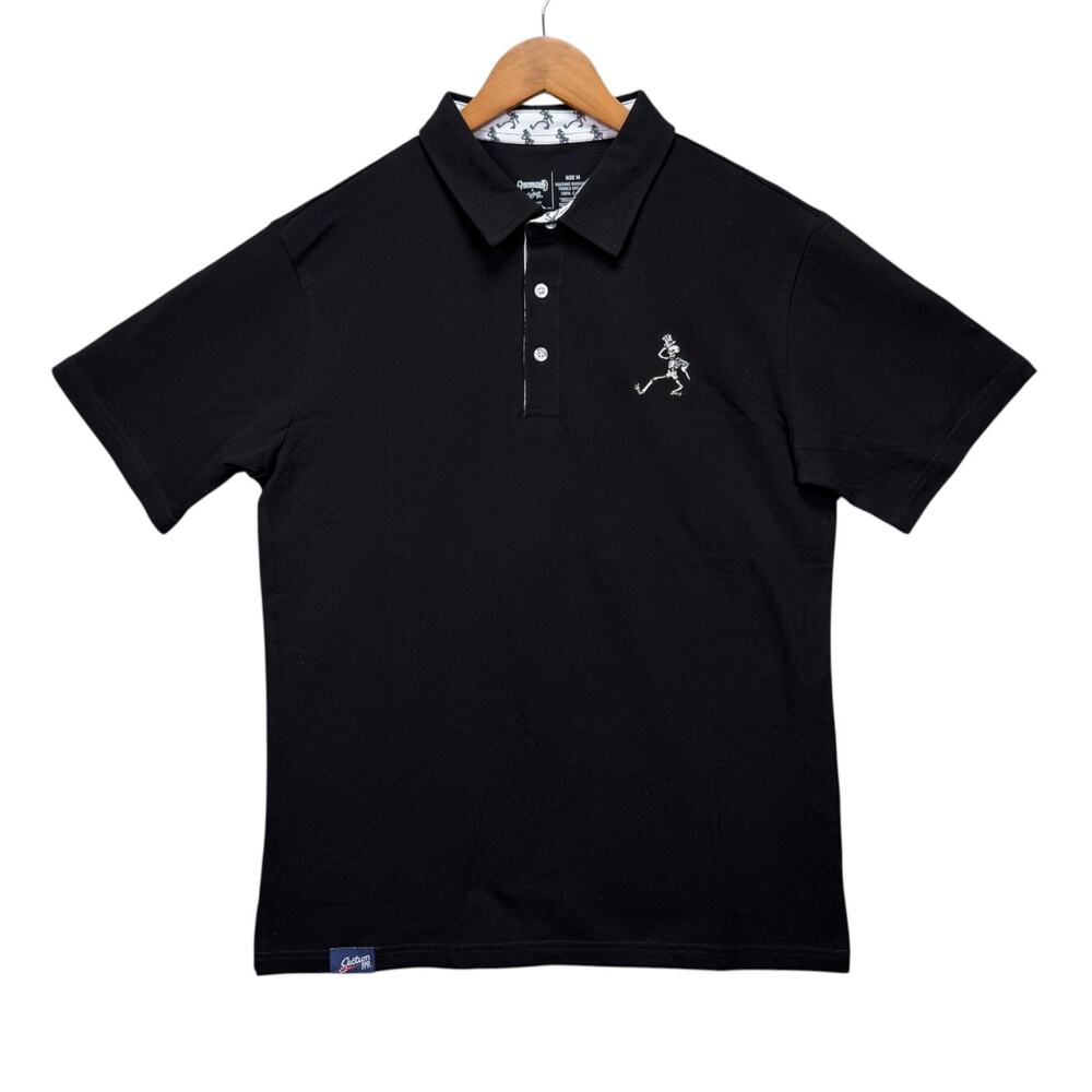 Rare Grateful Dead Section 119 Black Polo Dancing Skeleton Embroidered Shirt M